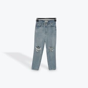 Madewell The Momjean Distressed Ripped Light Wash‎ Denim Jeans Women's Size 25